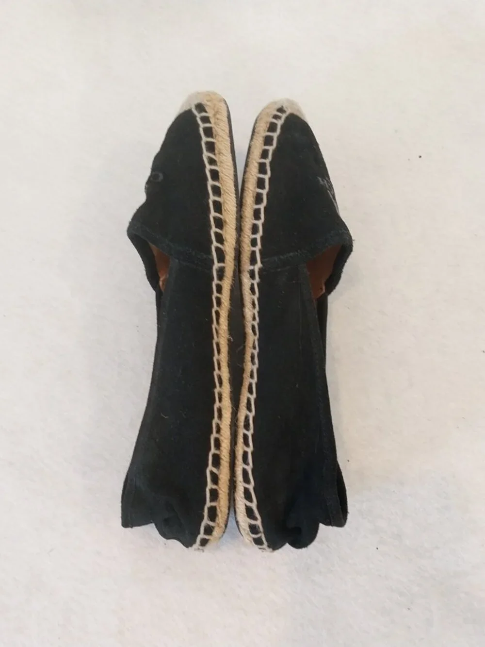 Coach Designer Comfort Shoes Womens 8 Espadrille Flats Black Suede Logo Casual.